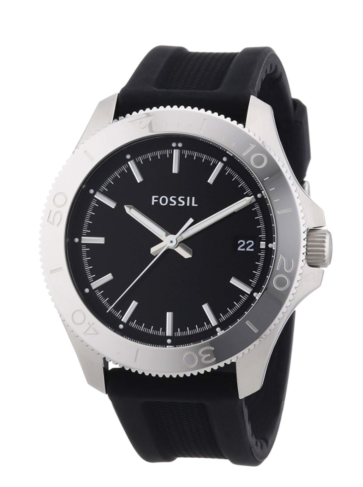 Bracelet de montre Fossil AM4443 Silicone Noir 22mm